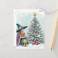 Cute Yule witch  Postcard