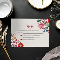 Mexican Colorful Floral Botanical Modern Wedding RSVP Card