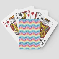 Pride Wavy Rainbow Stripes Pattern Summer Poker Cards