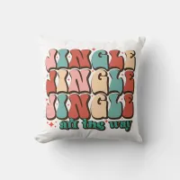 Jingle all the way Retro Groovy Christmas Holidays Throw Pillow