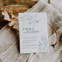 Floral Sage Green Wedding Invitation 