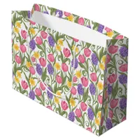 Pink Tulips, Yellow Daffodils, Purple Hyacinths Large Gift Bag