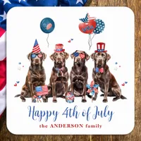 Dog Happy 4th Of July Patriotic Labrador Retriever Square Sticker