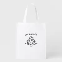 Let's Get Lit Christmas Tree Holiday Lights Essent Grocery Bag