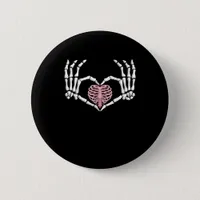 Skeleton Hand Heart Funny Halloween Women Men Button