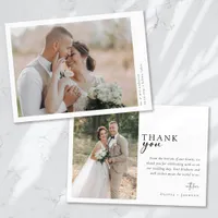 Romantic Calligraphy Script Multiple Photo Wedding Thank You Card