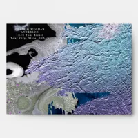 Modern Faux Metallic Lilac Teal  Blush Strokes Envelope