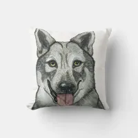 Cute Wolf Wildlife Nature Portrait  Throw Pillow