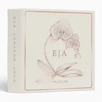 Elegant Rose Gold Orchid Monogram Wedding Planner  3 Ring Binder