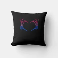 Skeleton Heart Bisexual Lgbt-Q Pride Skull Hand Throw Pillow