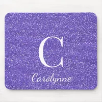 Purple Glitter Sparkle Glam Monogram Mouse Pad