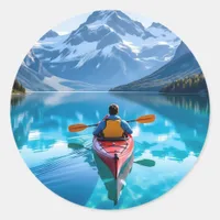  Kayaking in Mountains  Beautiful Nature Classic Round Sticker