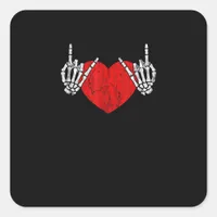 Skeleton Hand Heart And Roll Valentines Halloween Square Sticker