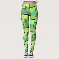 Green  Geometrical Abstract Shape Leggings