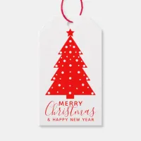 Red and White Merry Christmas Tree Silhouette Gift Tags