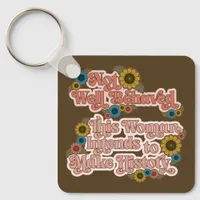 Women's Empowerment Retro 60s and 70s Floral Keychain