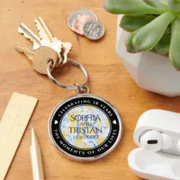 Elegant 18th Porcelain Wedding Anniversary Keychain