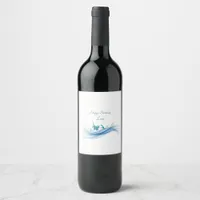 Hummingbird and blue wave Birthday wine labels 