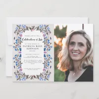 Flowers Funeral Celebration of Life Photo Invitation