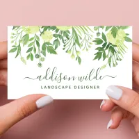 Green Floral Botanical Greenery Modern Elegant Business Card