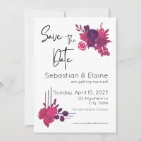 Bright Pink Flowers & Romantic Magenta Wedding  Save The Date