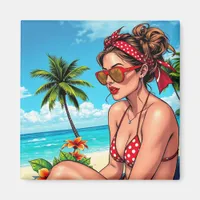 Red Bikini, Sunglasses and Bandana Woman   Magnet