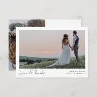 Love & Thanks Minimalist Photo Calligraphy Wedding Thank You Card