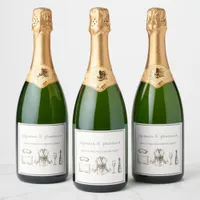 Pajamas & Prosecco Personalized Bachelorette Party Sparkling Wine Label