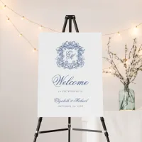 Elegant Blue Wedding Monogram Crest Welcome Foam Board