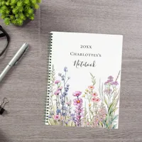 Wildflowers pink purple blue notebook