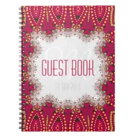 Red Gold Indian Bohemian Monogram Guest Book