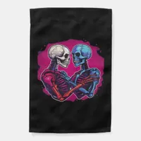 Skeleton Hands Holding Heart Retro Tattoo Style Garden Flag