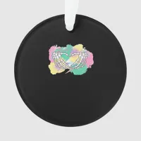 Skeleton Hands Heart With Abstract Coloured Backgr Ornament