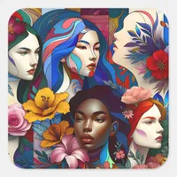 International Women's Day | Abstract Collage Square Sticker