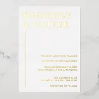 Simple Modern Minimalist White Wedding Foil Invitation