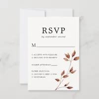 Minimal Fall Leaf Botanical Wedding  RSVP Card