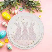 Personalized Lace Bunny Easter Glass Cutting Board