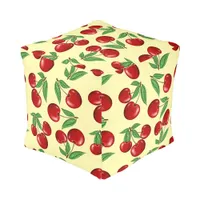 Red Cherry Cherries Design Customizeable Pouf