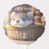 Cute otter baby in a basket - Kids Birthday  Balloon