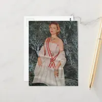 Pretty Vintage Woman in a Forest Collage Postcard