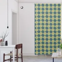 Brown and Blue Pattern on Green | Blackout Curtains