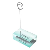 Teal Bubbles Table Number Card Holder Wedding