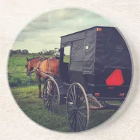 Last Night in an Amish community, Amish Horse Sandstone Coaster