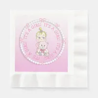 It's a Girl Pink Baby and Teddy Bear Baby Shower Napkins