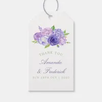 Ultra Violet Watercolor Floral Wedding Thank You Gift Tags