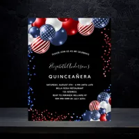 Quinceanera patriotic black invitation