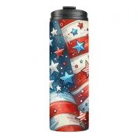 Patriotic US Flag Abstract Art Thermal Tumbler