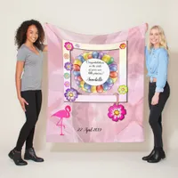 Gorgeous Elegant Floral Flamingo Personalize Fleece Blanket