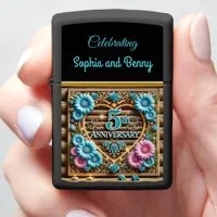 Sapphire Circle: 5th Anniversary Floral Grace Zippo Lighter