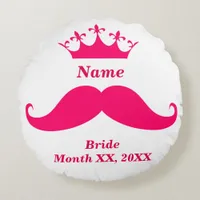 Bride Pink Mustache Round Throw Pillow